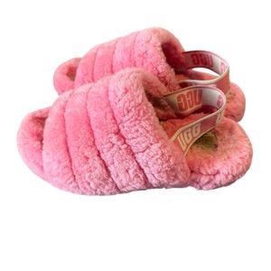 UGG Fuzzy Pink Slide Slippers